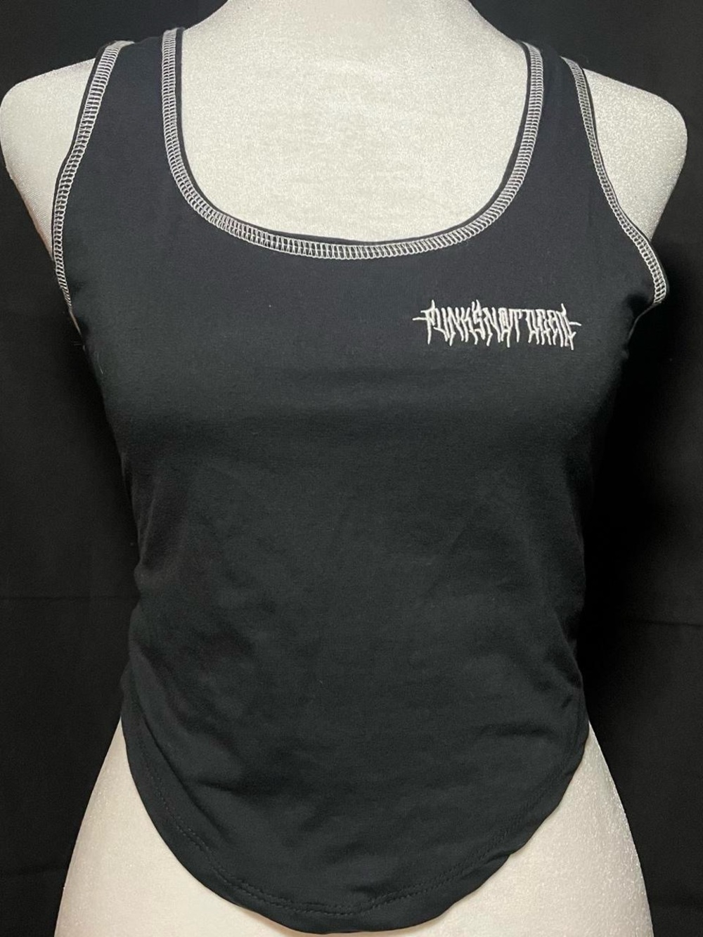 SHEIN Black Crop Tank with White Contrast Stitching